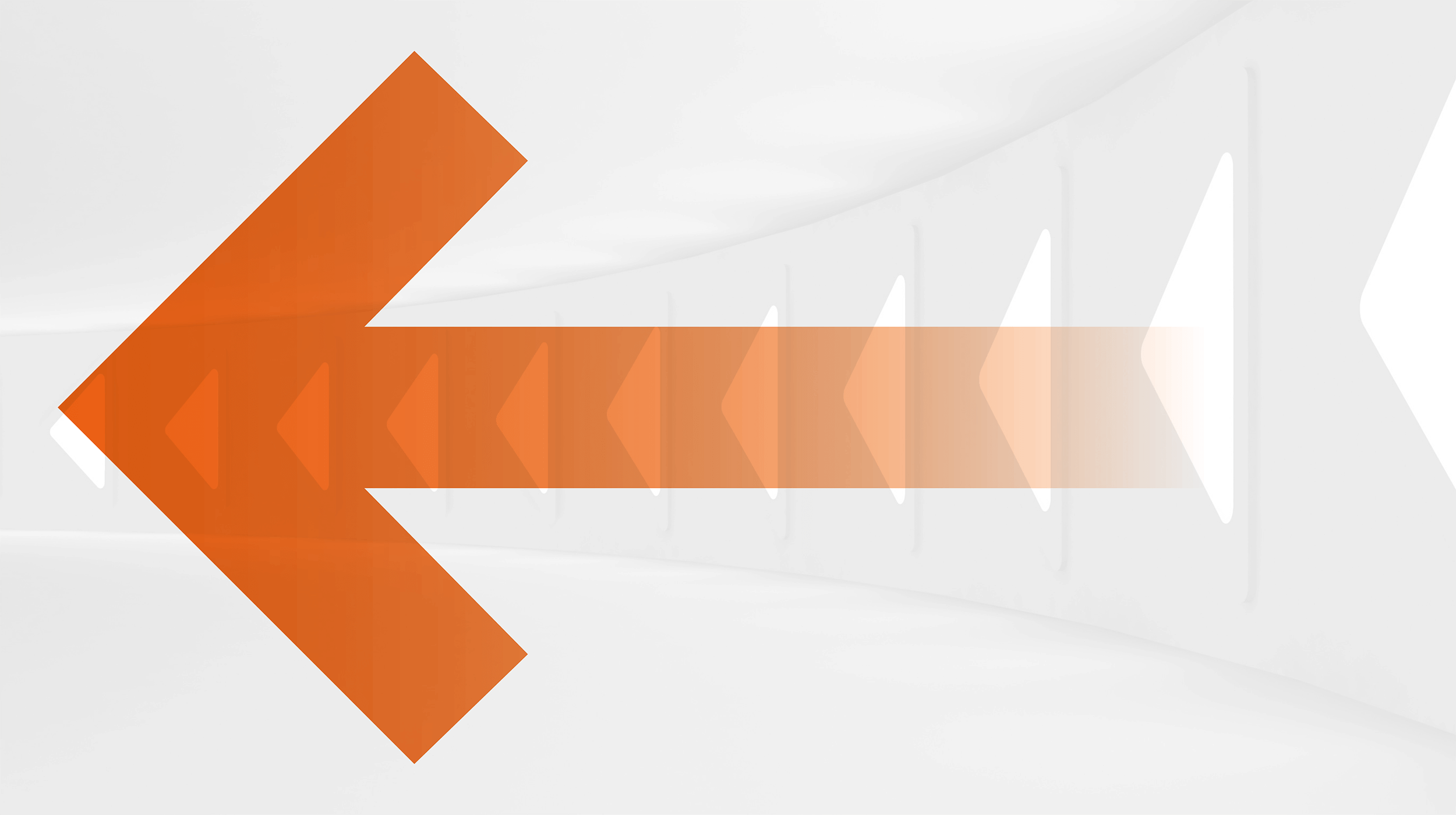 Large orange arrow pointing to the right, on a white and grey background